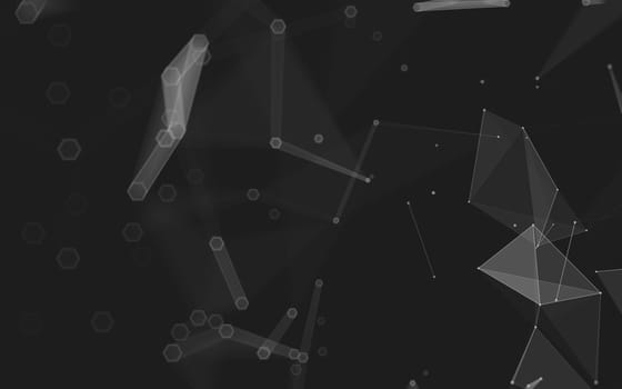 Abstract polygonal space low poly dark background with connecting dots and lines. Connection structure. 3d rendering