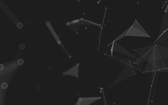 Abstract polygonal space low poly dark background with connecting dots and lines. Connection structure. 3d rendering