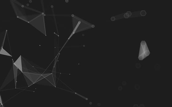 Abstract polygonal space low poly dark background with connecting dots and lines. Connection structure. 3d rendering