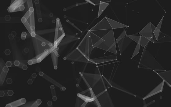 Abstract polygonal space low poly dark background with connecting dots and lines. Connection structure. 3d rendering