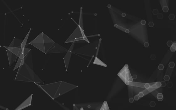 Abstract polygonal space low poly dark background with connecting dots and lines. Connection structure. 3d rendering