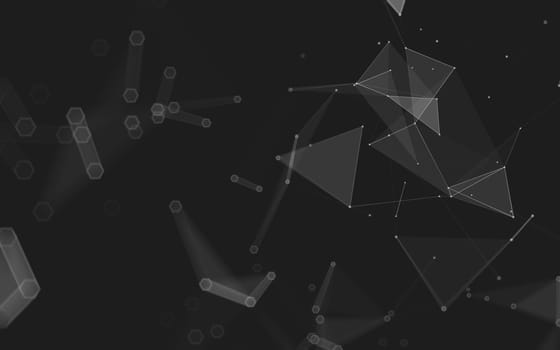 Abstract polygonal space low poly dark background with connecting dots and lines. Connection structure. 3d rendering