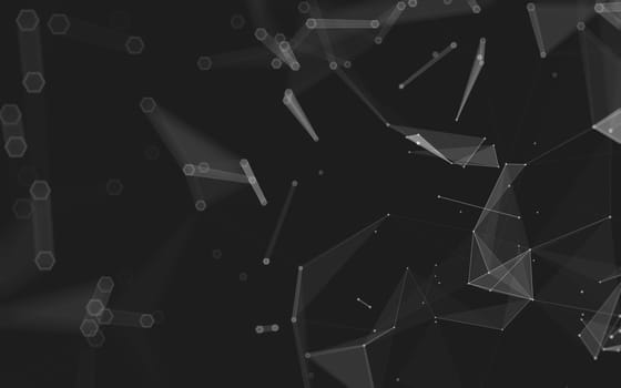 Abstract polygonal space low poly dark background with connecting dots and lines. Connection structure. 3d rendering