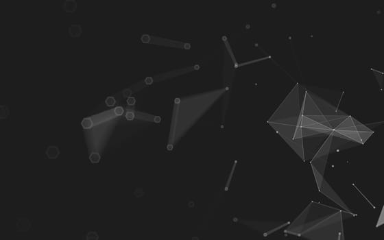 Abstract polygonal space low poly dark background with connecting dots and lines. Connection structure. 3d rendering