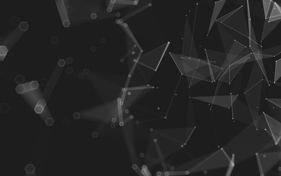 Abstract polygonal space low poly dark background with connecting dots and lines. Connection structure. 3d rendering