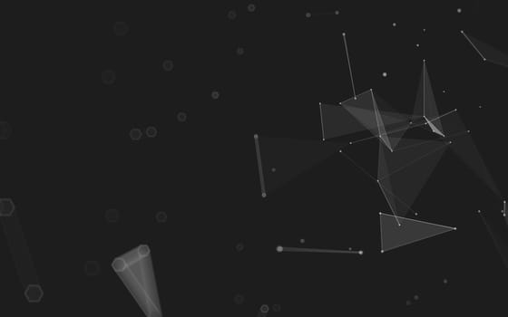 Abstract polygonal space low poly dark background with connecting dots and lines. Connection structure. 3d rendering