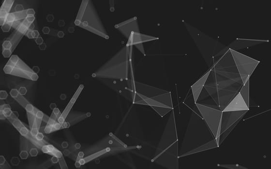 Abstract polygonal space low poly dark background with connecting dots and lines. Connection structure. 3d rendering