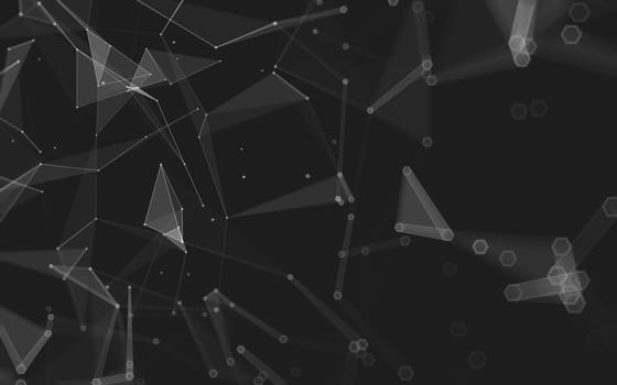 Abstract polygonal space low poly dark background with connecting dots and lines. Connection structure. 3d rendering