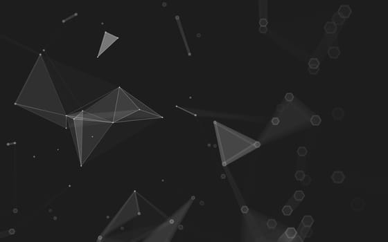 Abstract polygonal space low poly dark background with connecting dots and lines. Connection structure. 3d rendering