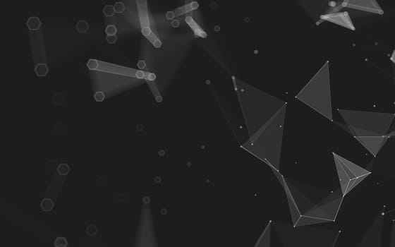 Abstract polygonal space low poly dark background with connecting dots and lines. Connection structure. 3d rendering