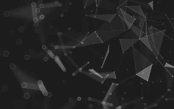 Abstract polygonal space low poly dark background with connecting dots and lines. Connection structure. 3d rendering