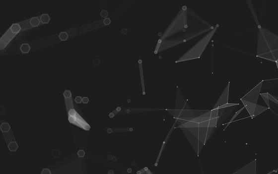 Abstract polygonal space low poly dark background with connecting dots and lines. Connection structure. 3d rendering