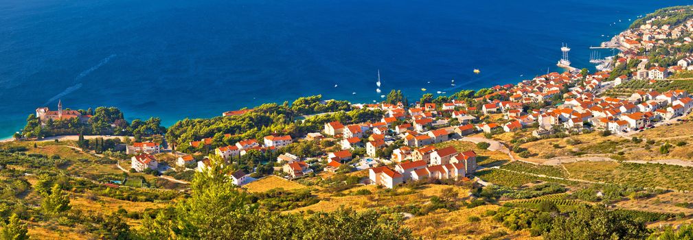 Bol on Brac island panoramic aerial view