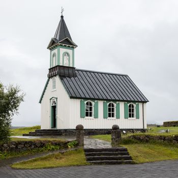 White Church in Thingvellir National park - famous area in Iceland, Iceland