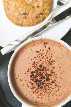 close up of hot chocolate drink background