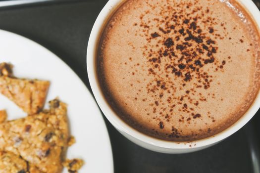 close up of hot chocolate drink background