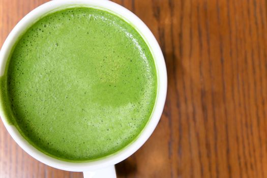 Close up Greentea matcha latte background
