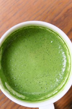 Close up Greentea matcha latte background