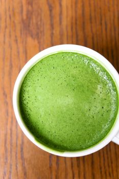 Close up Greentea matcha latte background