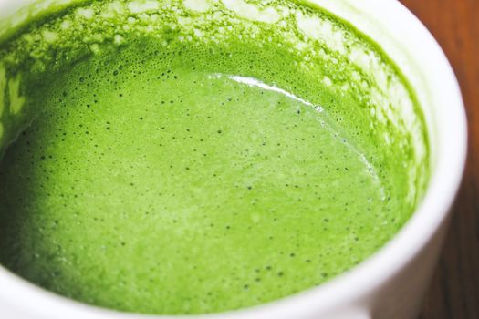 Close up Greentea matcha latte background