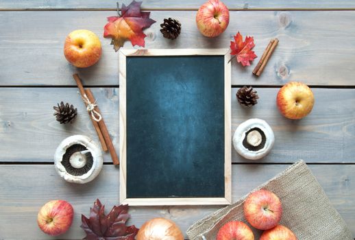 Autumn chalkboard background with space