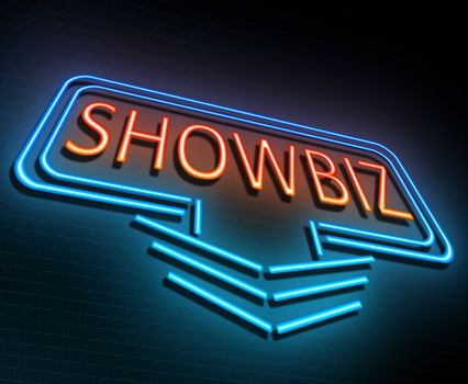 Illustration depicting an illuminated neon sign with a showbiz concept.