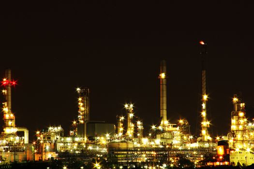 Oil refinery factory area at twilight