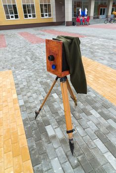 The old photo camera on the street