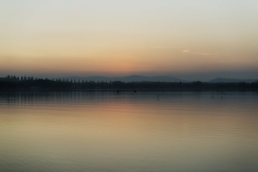 pastel colors at sunset on Lake Varese