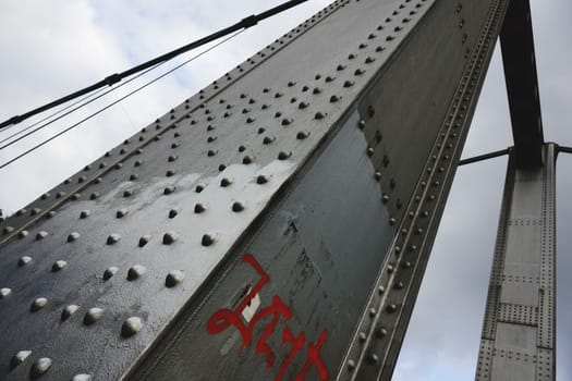 Low angle view of a steel bridge over danube