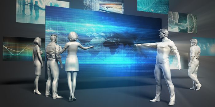 Telecommunications Network Concept with Virtual Presentation Background