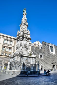 NAPLES - NOVEMBER 01: Piazza del Gesu in Naples and in the background the church of Gesu Nuovo and the obelsick on November 1, 2014 in Naples, Italy