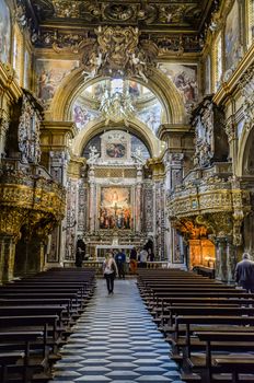 NAPLES - NEVEMBER 01: Interiors and details of San Gregorio Armeno church, on November 01, 2014, in Naples, Italy.