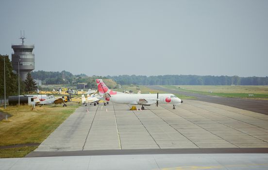 Airplane near the terminal in an airport