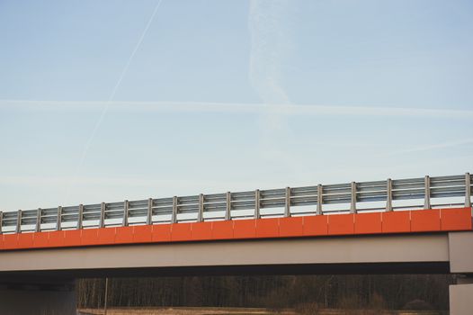 Highway bridge over the River at early spring