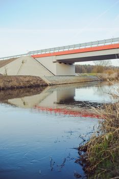 Highway bridge over the River at early spring