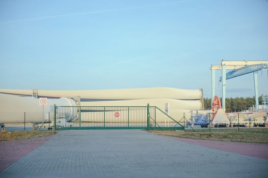 Modern industrial exterior building over blue sky