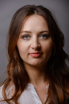 young beautiful brunette woman portrait in studio