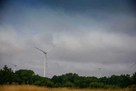 wind trubine at sunny day with blue sky