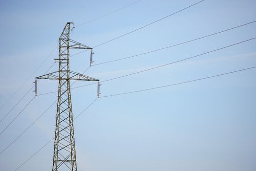 High Voltage Electric Tower in the industrial zone