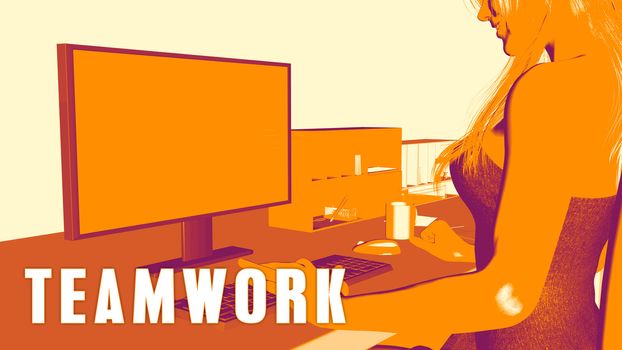  Teamwork Concept Course with Woman Looking at Computer
