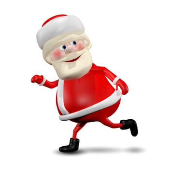 3D Illustration Jolly Santa Claus on a White Background