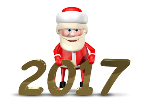 3D Illustration Jolly Santa Claus on a White Background