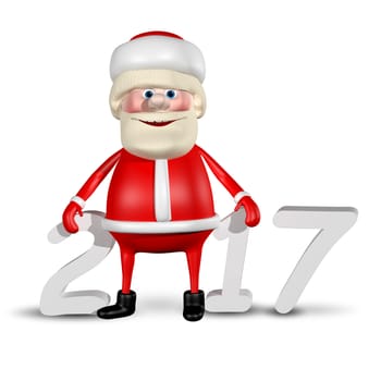 3D Illustration Jolly Santa Claus on a White Background