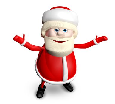 3D Illustration Jolly Santa Claus on a White Background