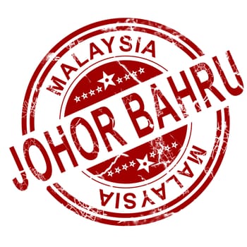 Red Johor Bahru stamp with white background, 3D rendering