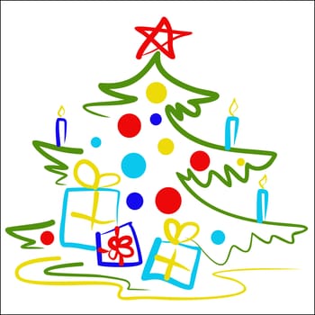 A stylized illustration of a Christmas tree
