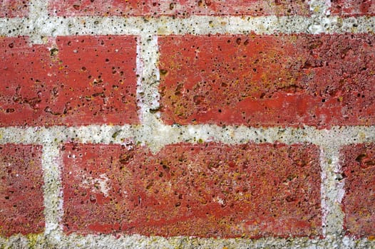 a red Brick wall in a close up