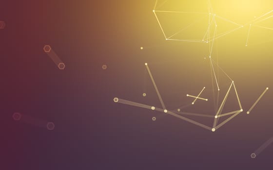 Abstract polygonal space low poly dark background with connecting dots and lines. Connection structure. 3d rendering