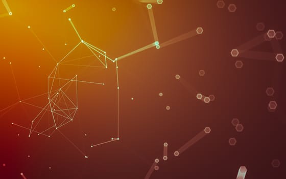 Abstract polygonal space low poly dark background with connecting dots and lines. Connection structure. 3d rendering